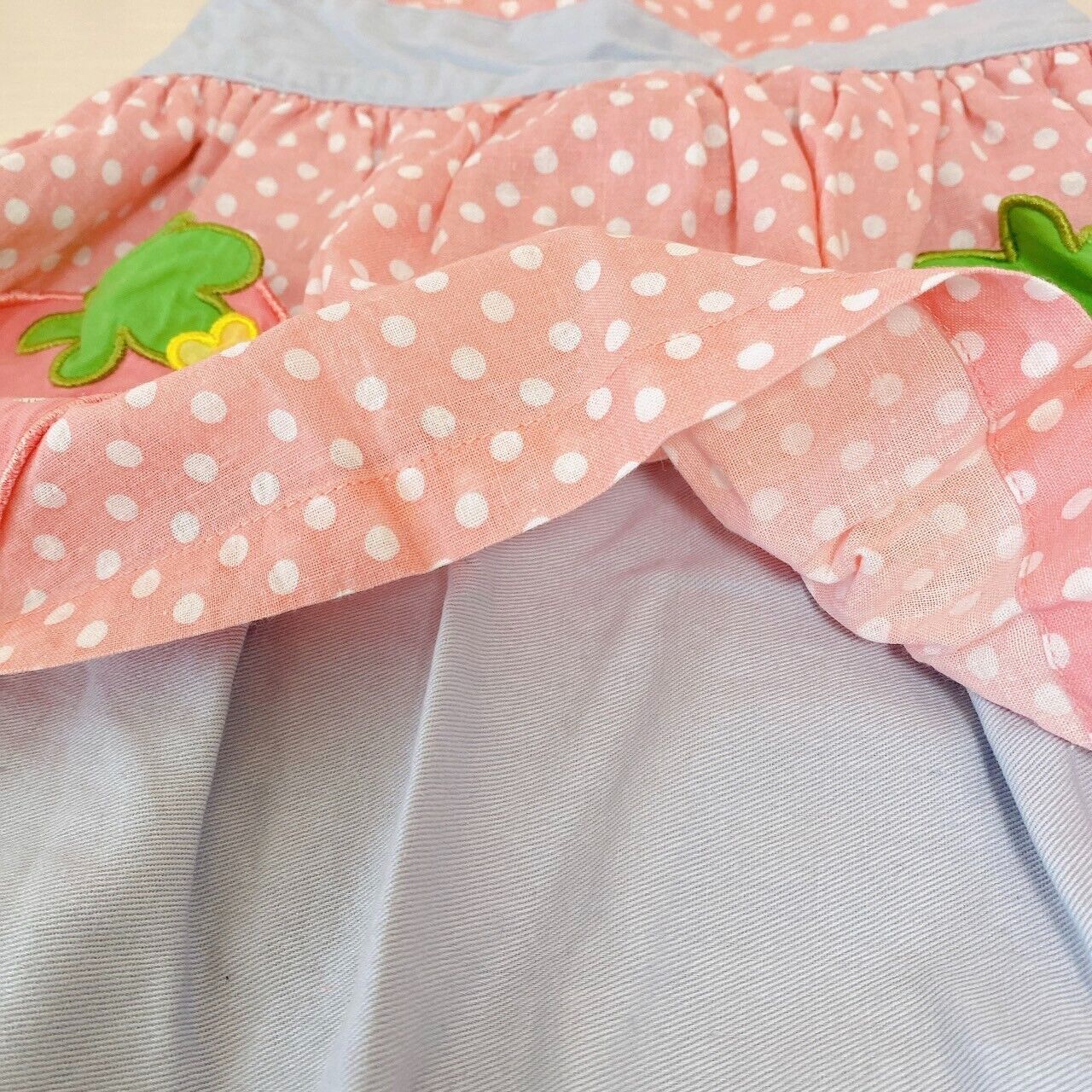 Mother Garden Apron Strawberry Pink Blue 130cm Frill Ribbon Flower Pocket Kawaii