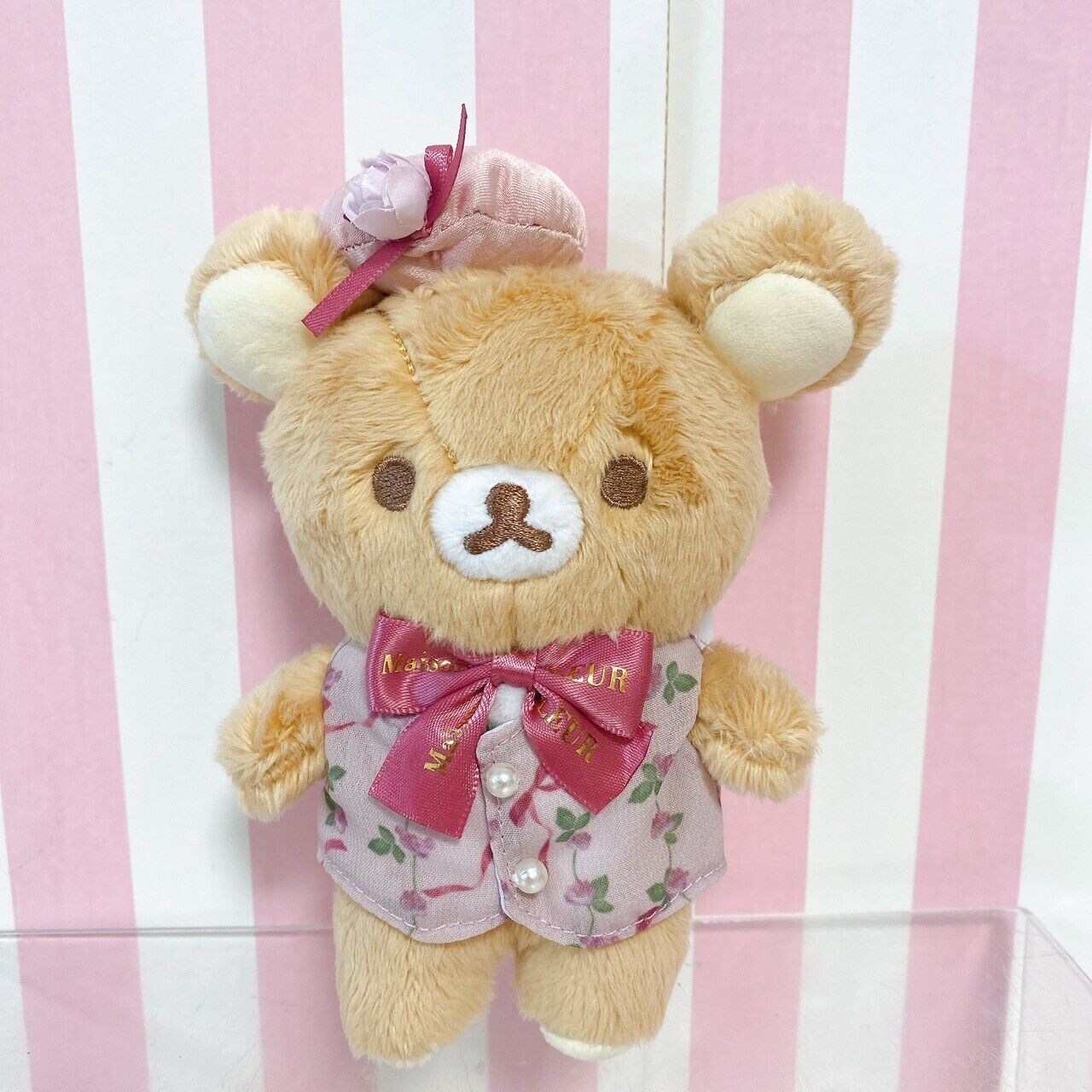 Rilakkuma Maison de FLEUR Collaboration Bag Charm Mascot Bear Ribbon Pink Hat