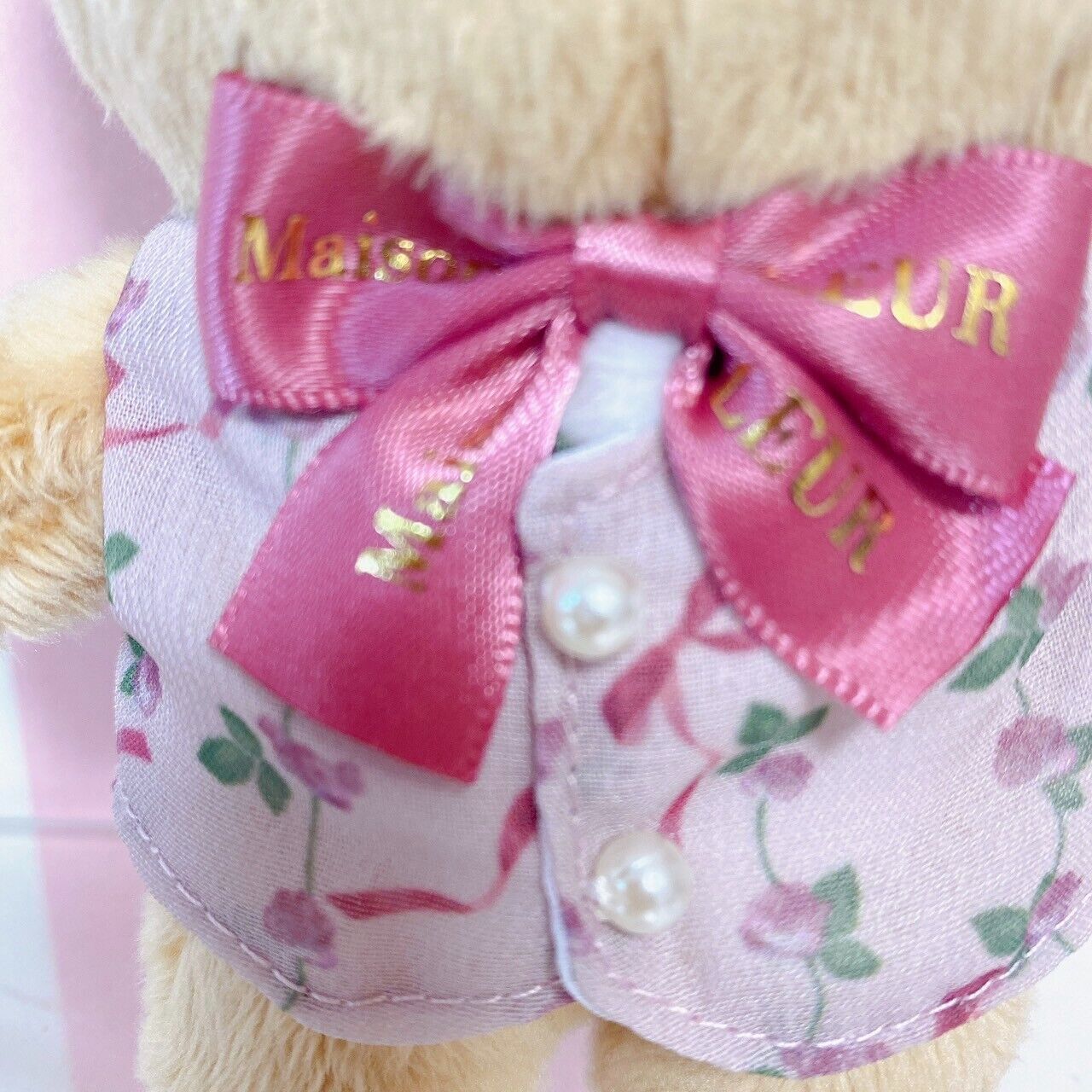 Rilakkuma Maison de FLEUR Collaboration Bag Charm Mascot Bear Ribbon Pink Hat