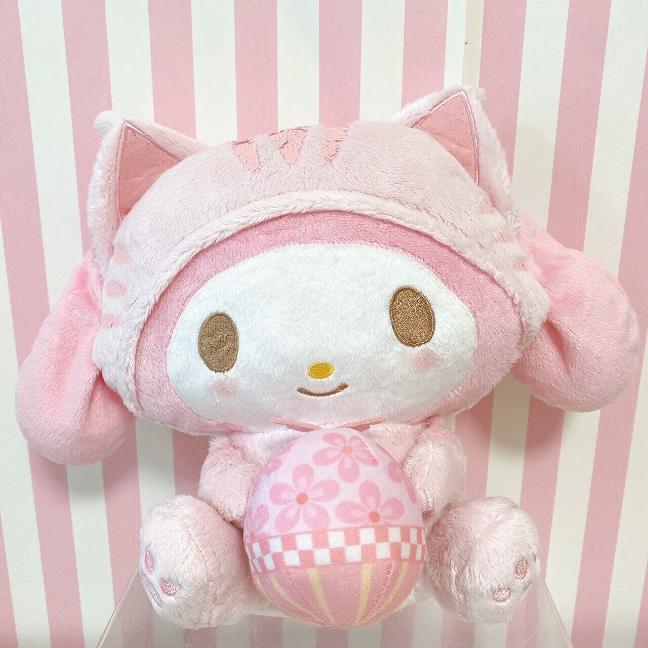 Sanrio My Melody Kuromi Plush Set 2 Soft Stuffed Toy Fluffy Tabby Cat Costume