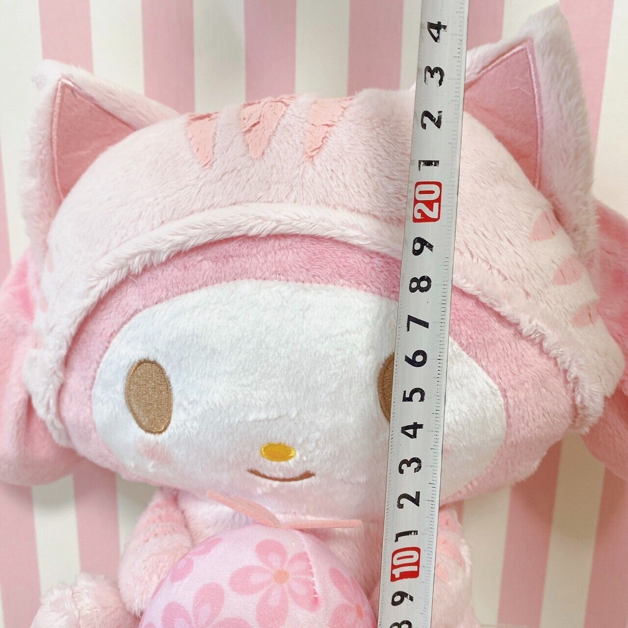 Sanrio My Melody Kuromi Plush Set 2 Soft Stuffed Toy Fluffy Tabby Cat Costume