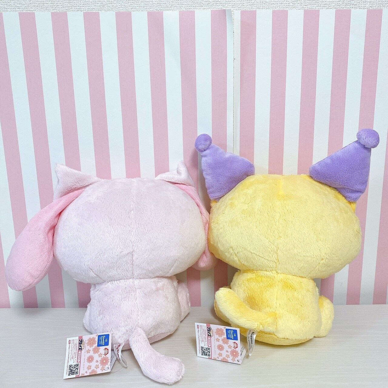 Sanrio My Melody Kuromi Plush Set 2 Soft Stuffed Toy Fluffy Tabby Cat Costume