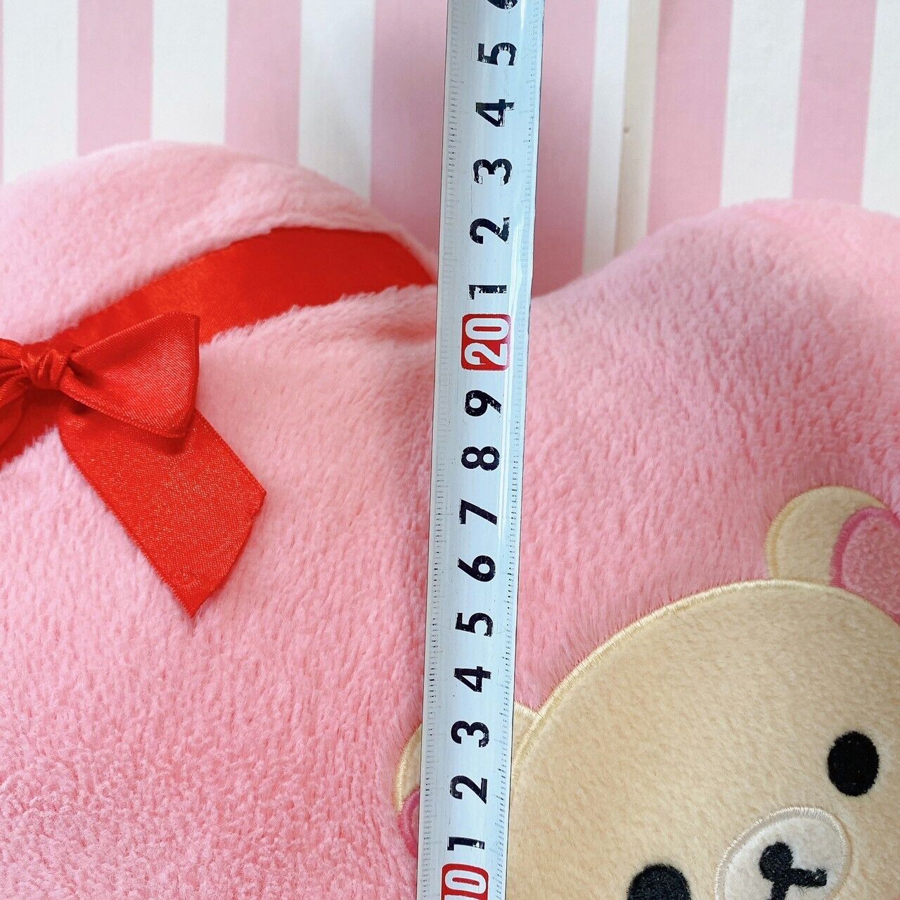 San-x Korilakkuma Cushion Heart Pink White Bear Red Ribbon Present Gift Fluffy