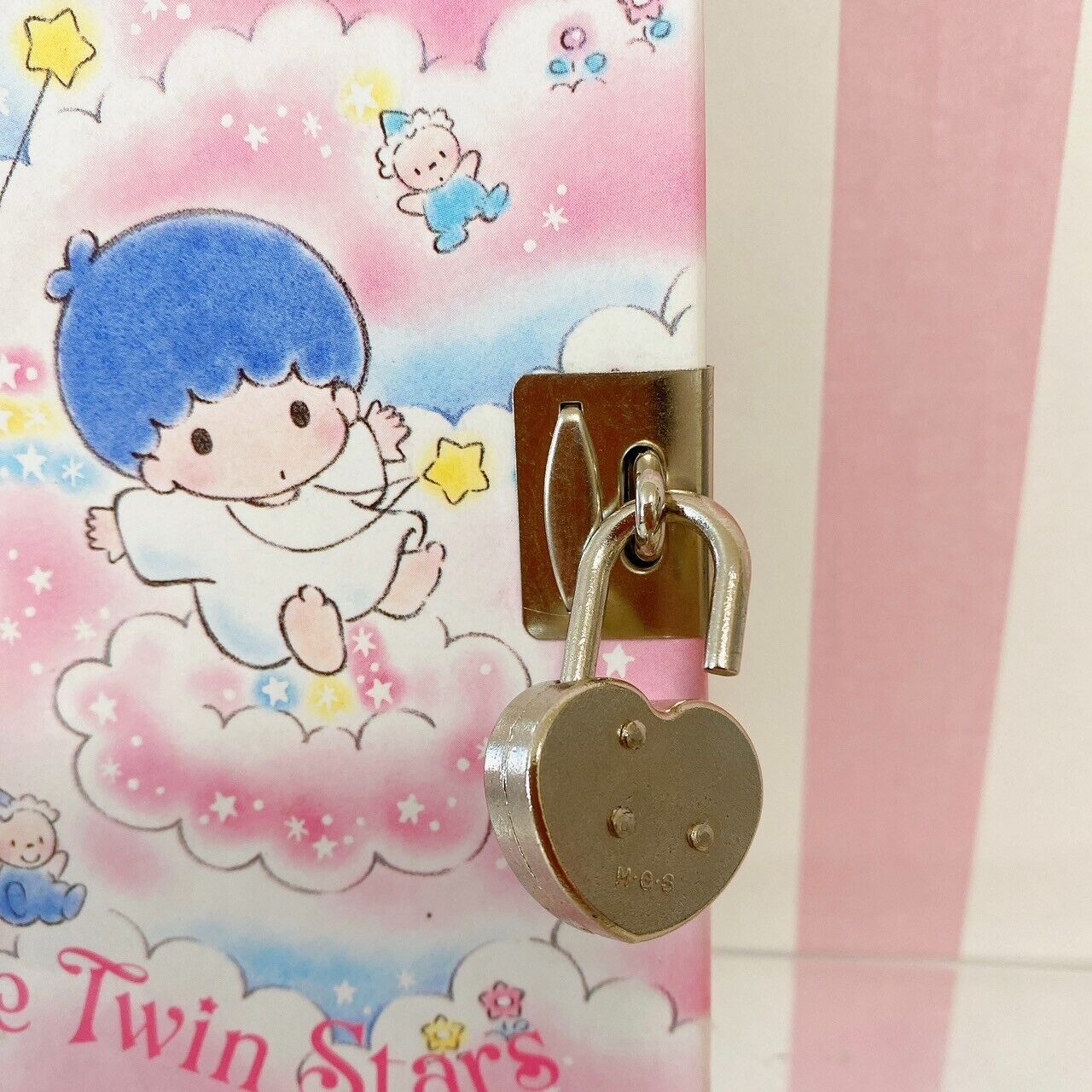 Sanrio Little Twin Stars Diary Memo Notebook Pink Blue Kiki & Lala Key Lock Rare