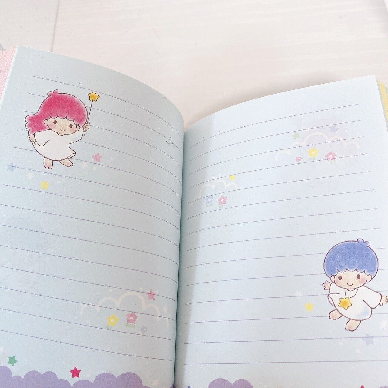 Sanrio Little Twin Stars Diary Memo Notebook Pink Blue Kiki & Lala Key Lock Rare