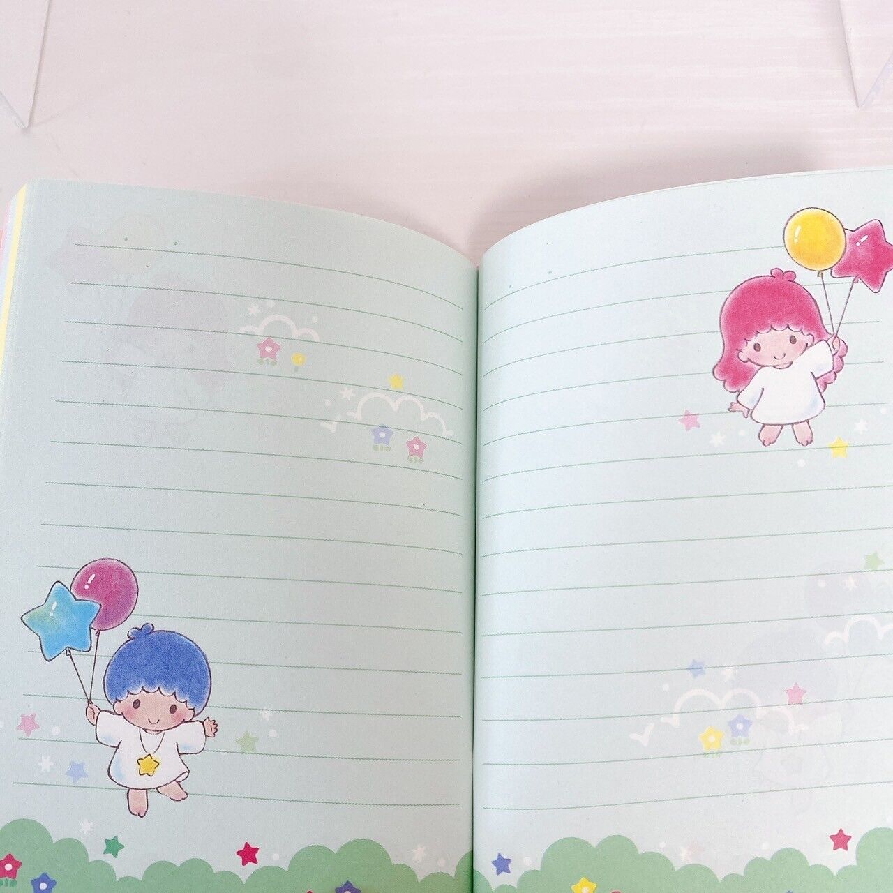 Sanrio Little Twin Stars Diary Memo Notebook Pink Blue Kiki & Lala Key Lock Rare