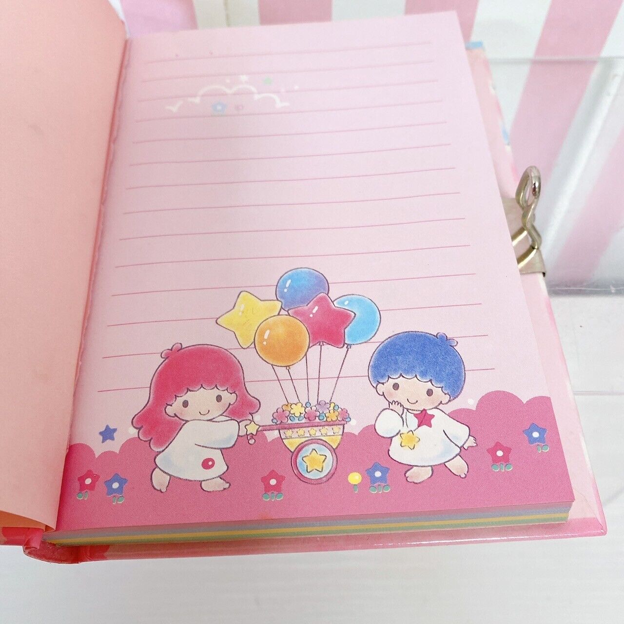 Sanrio Little Twin Stars Diary Memo Notebook Pink Blue Kiki & Lala Key Lock Rare