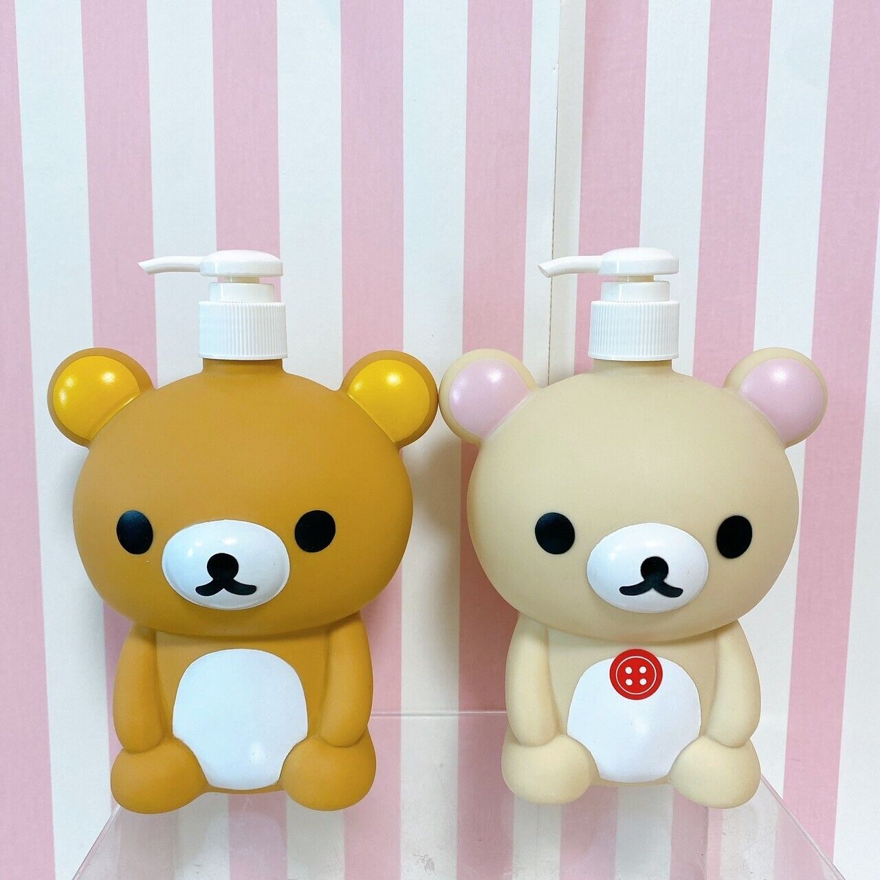 San-X Rilakkuma Korilakkuma Shampoo Bottle Set 2 Bear Bath Brown White Kawaii