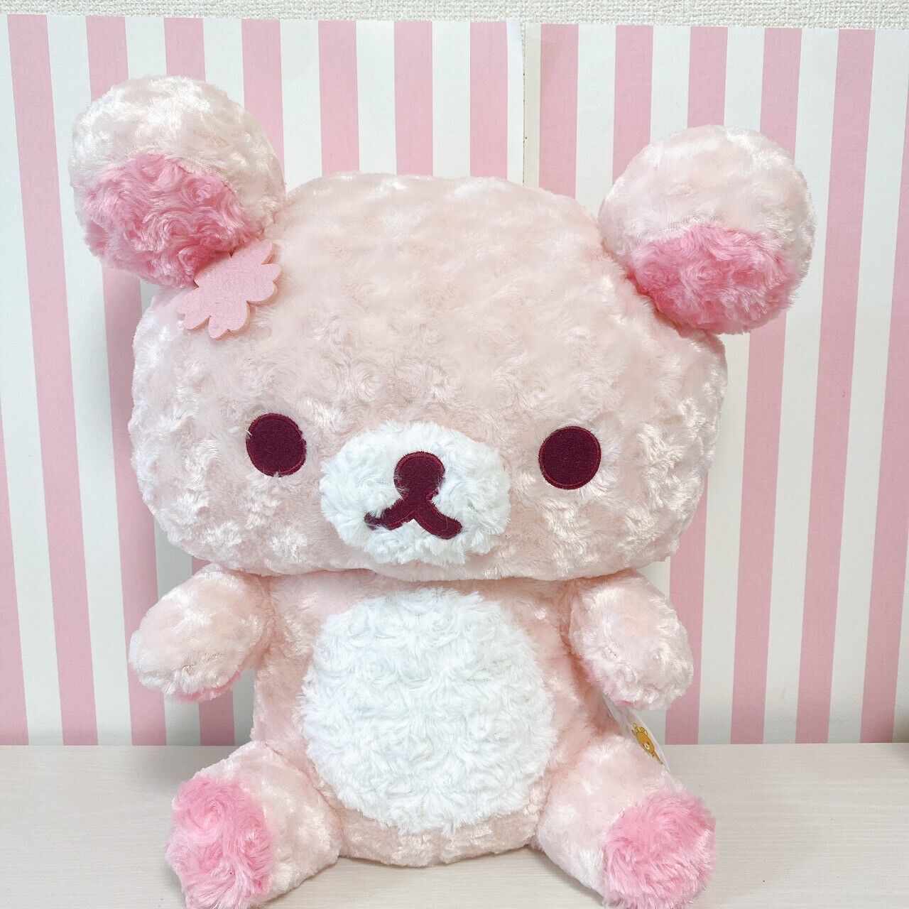 Rilakkuma Stuffed Sakura Pattern Cherry Blossom Bear Ribbon Pink XL Premium Rare