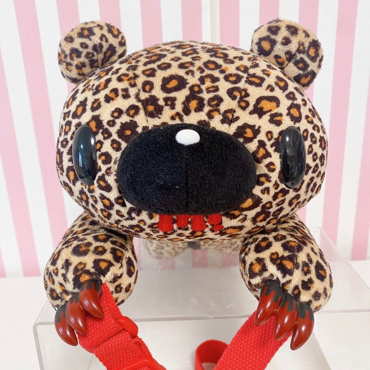 Gloomy Bear Bloody Plush Pouch Bag Leopard Pattern Doll Soft Toy Brown Kawaii