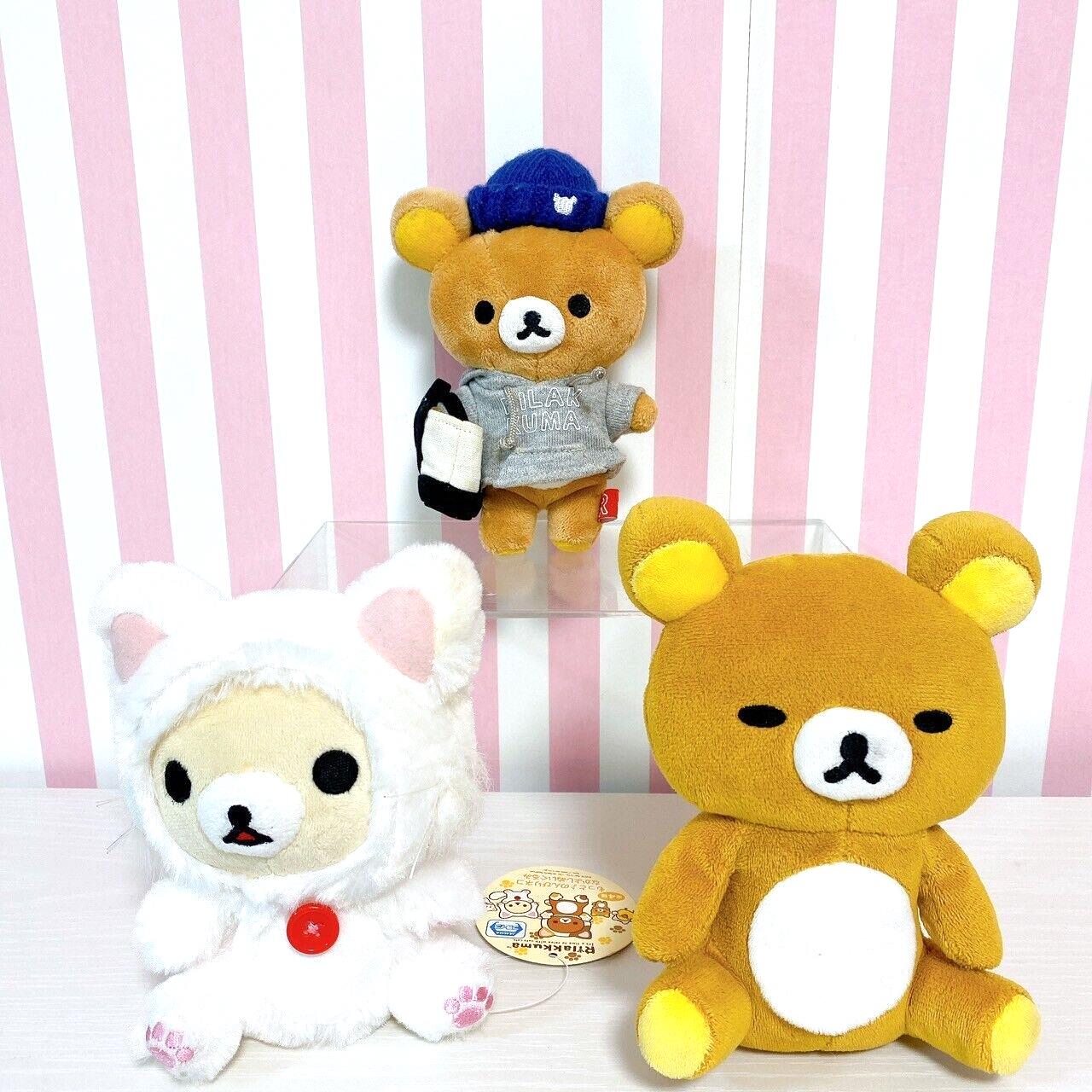 San-x Rilakkuma Korilakkuma Plush Set 3 Soft Toy Doll Costume Cat Brown White