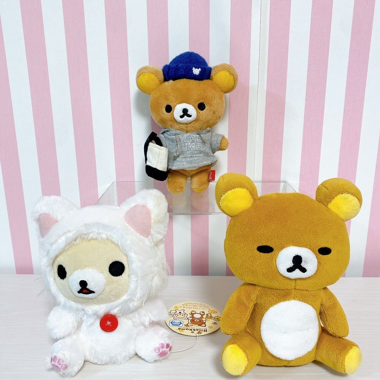 San-x Rilakkuma Korilakkuma Plush Set 3 Soft Toy Doll Costume Cat Brown White