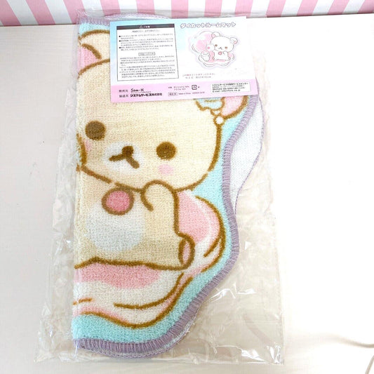 Rilakkuma Korilakkuma SanX Blue shell Rug Bear Face Mold Fluffy Character Kawaii