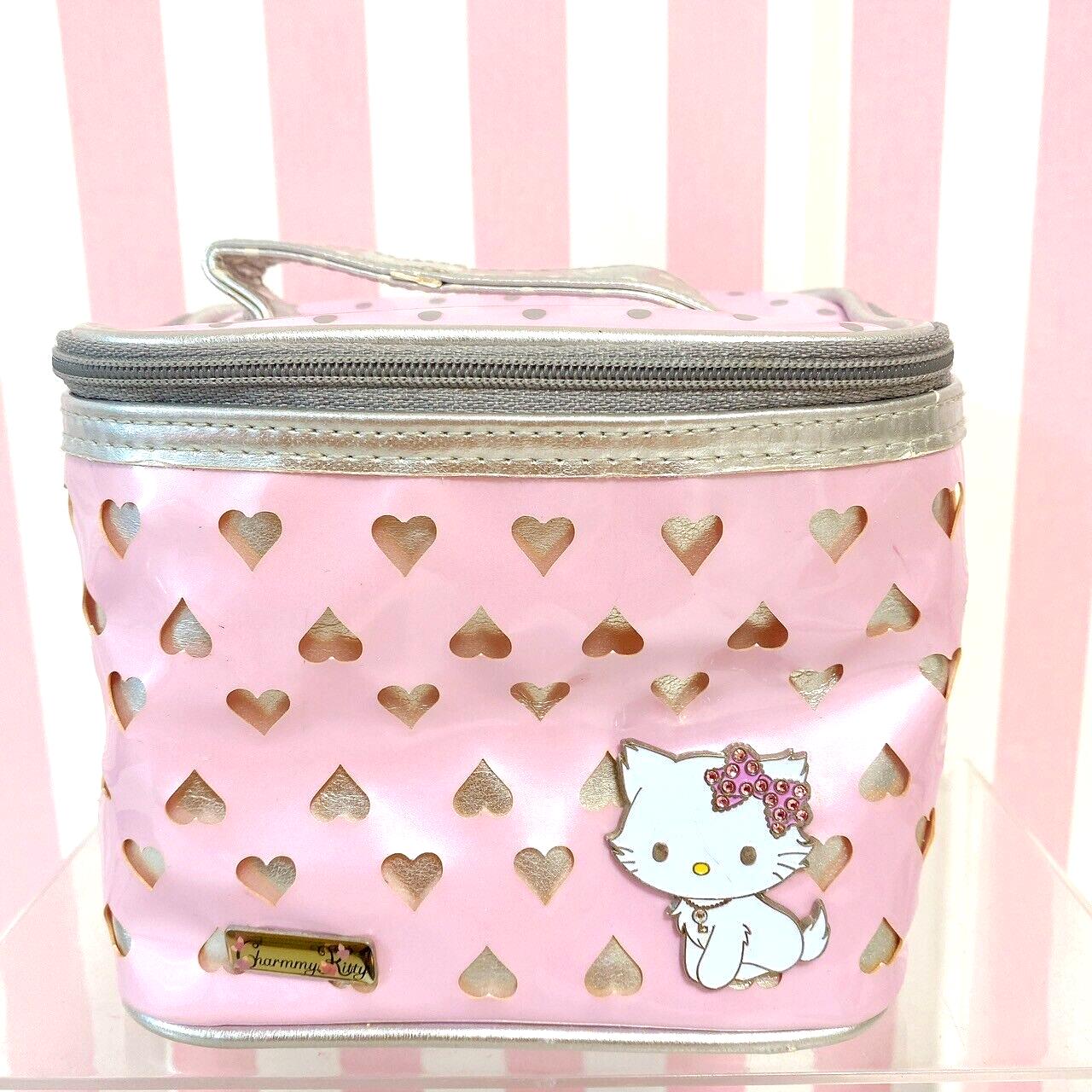 Sanrio Charmmy Charmy Kitty Vanity Pouch Pink Heart Ribbon Cat Kawaii Character