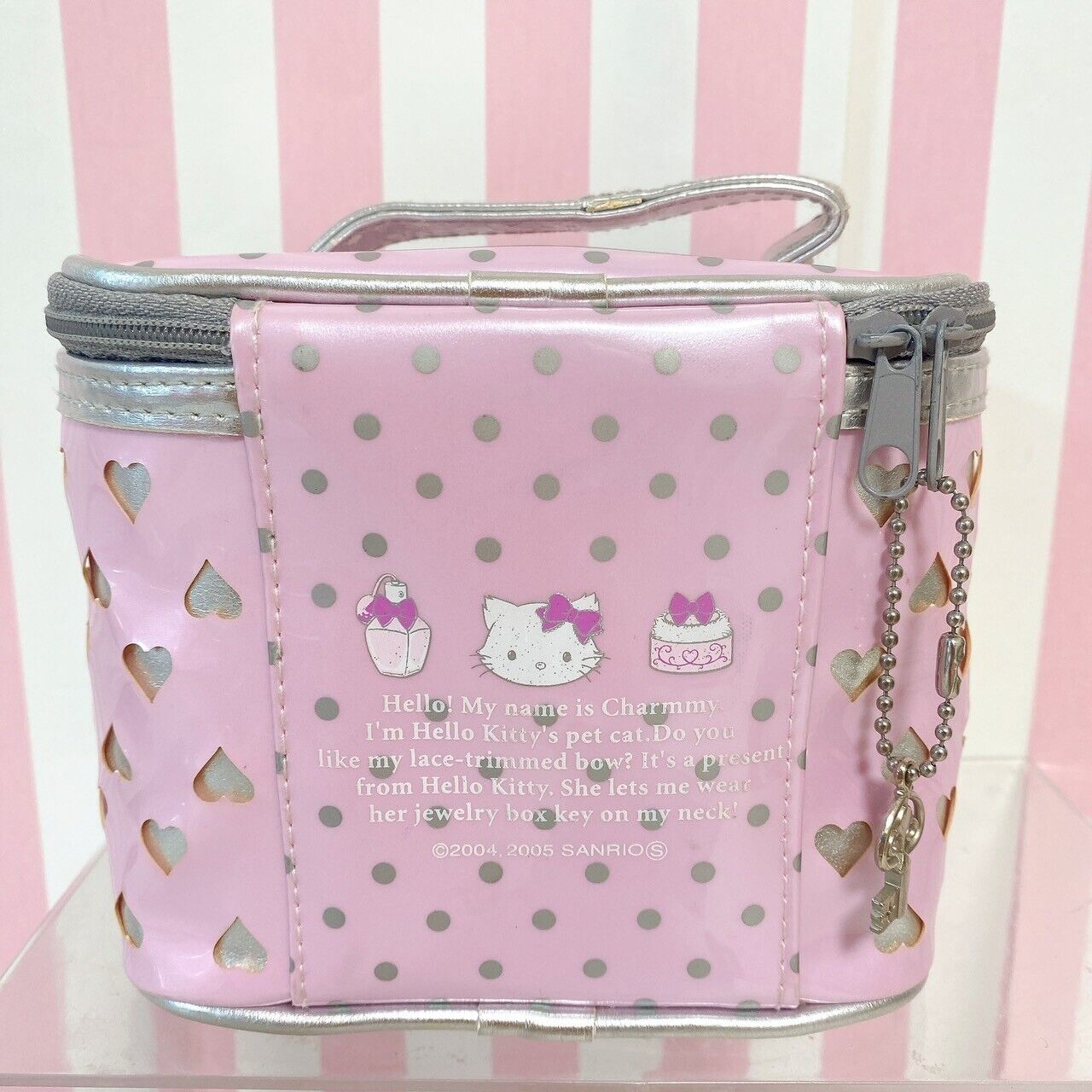 Sanrio Charmmy Charmy Kitty Vanity Pouch Pink Heart Ribbon Cat Kawaii Character