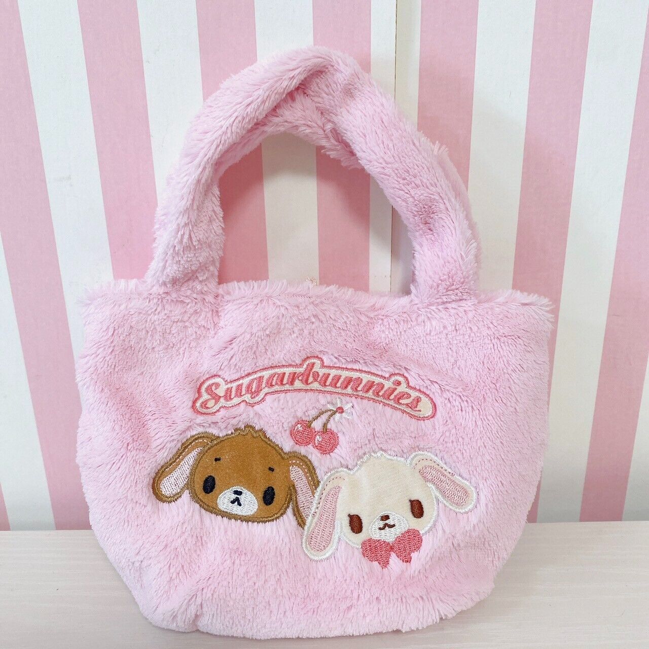 Sanrio Sugar Bunnies Mini Tote Bag Handbag Pink Fluffy Shirousa Kurousa Cherry