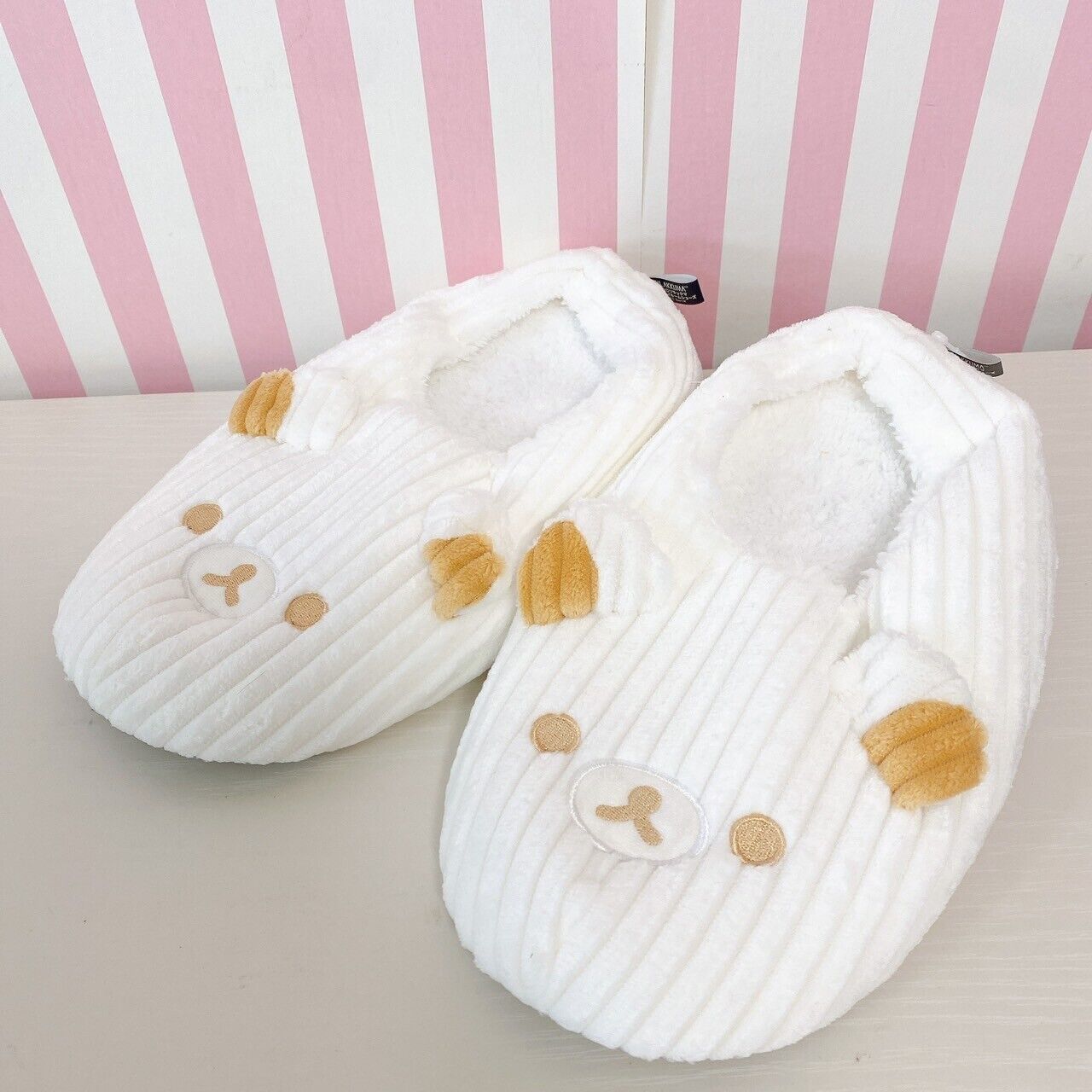 Rilakkuma Korilakkuma San-X Slippers Room Shoes White Corduroy 26cm Monochrome