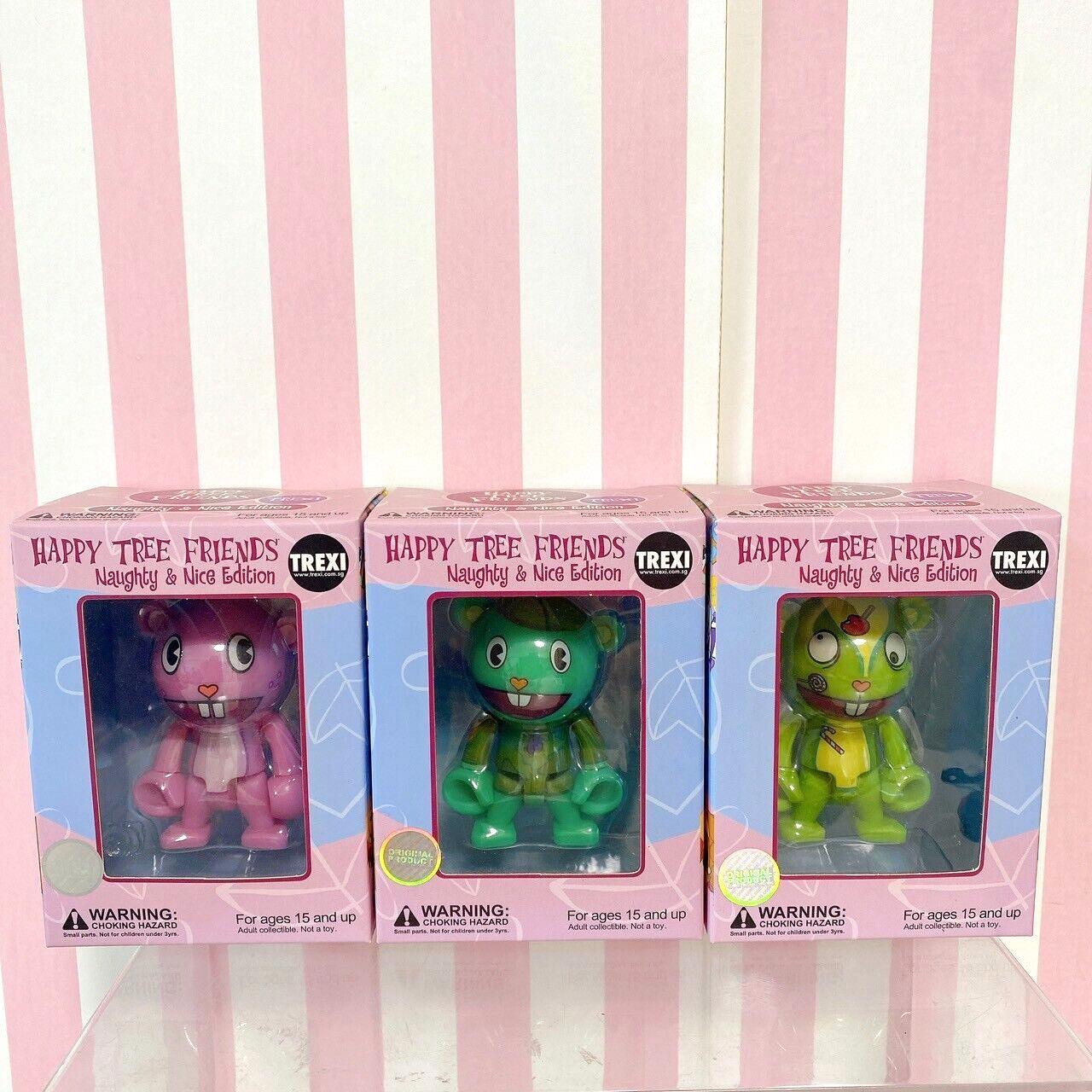 Happy Tree Friends Figure Set 3 Toothy Nutty Flippy Green Pink Box Kawaii Rare