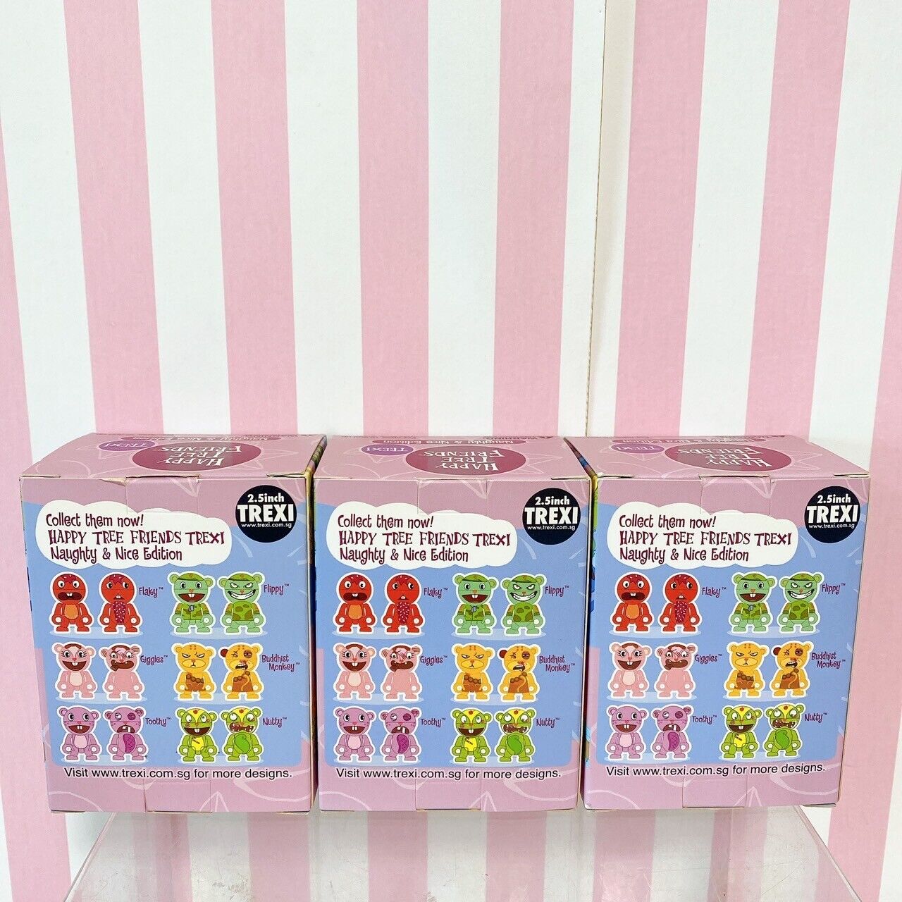 Happy Tree Friends Figure Set 3 Toothy Nutty Flippy Green Pink Box Kawaii Rare