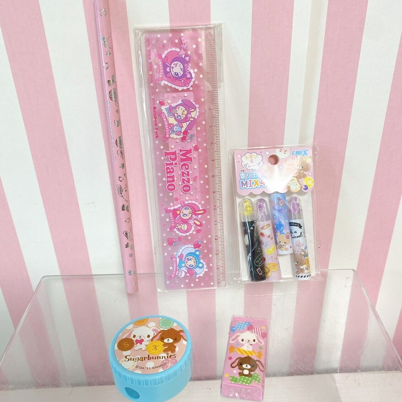 Sanrio Sugar Bunnies My Melody Stationery Set Mezzo Piano Box Memo Sticker Rare