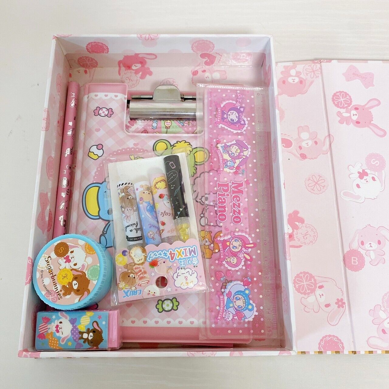 Sanrio Sugar Bunnies My Melody Stationery Set Mezzo Piano Box Memo Sticker Rare