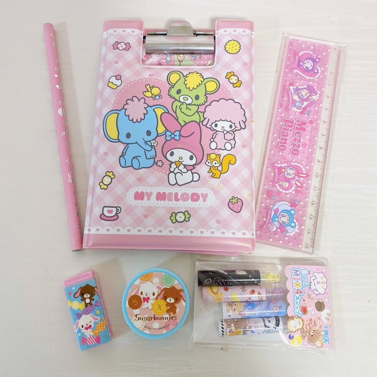 Sanrio Sugar Bunnies My Melody Stationery Set Mezzo Piano Box Memo Sticker Rare