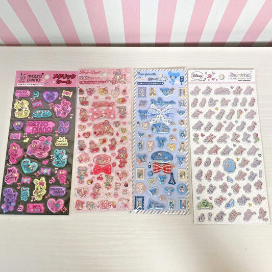 Mezzo Piano Stationery 4 Set Sticker Ribbon Heart Popo Mimi Kawaii Character