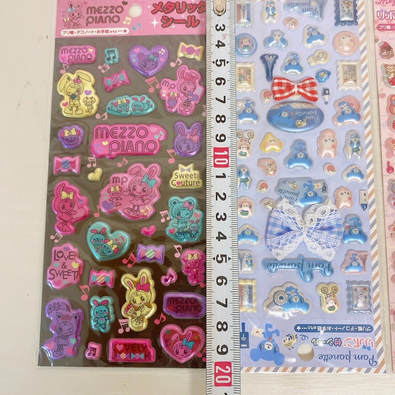 Mezzo Piano Stationery 4 Set Sticker Ribbon Heart Popo Mimi Kawaii Character