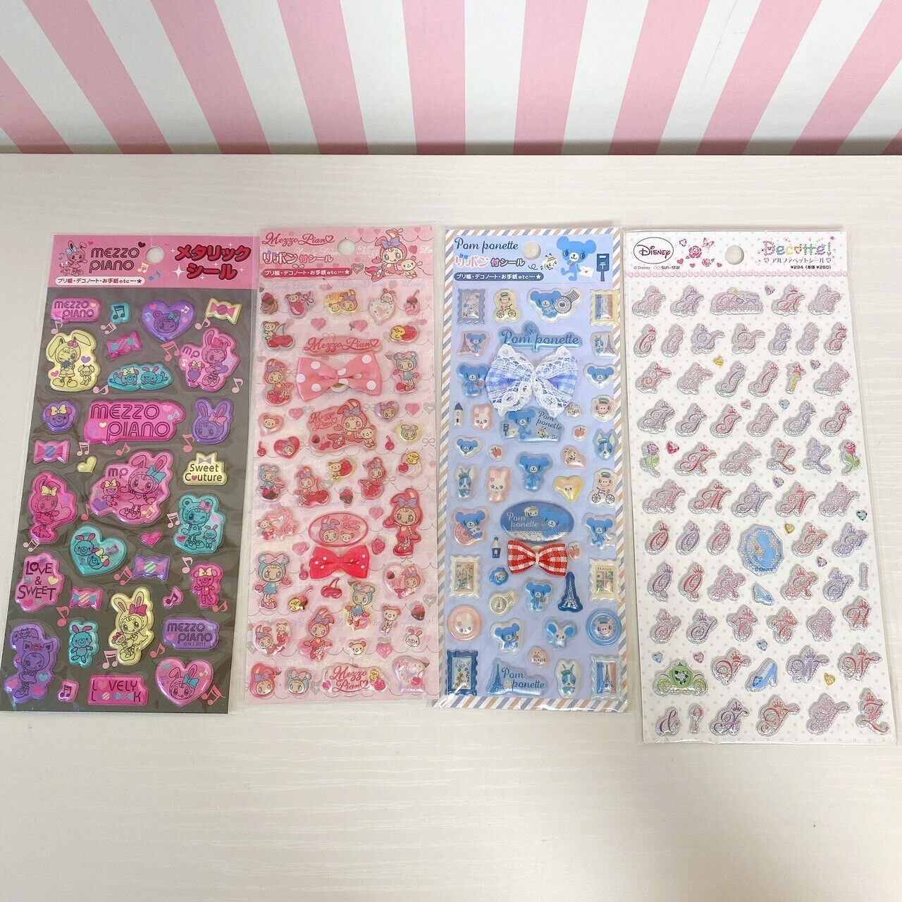 Mezzo Piano Stationery 4 Set Sticker Ribbon Heart Popo Mimi Kawaii Character