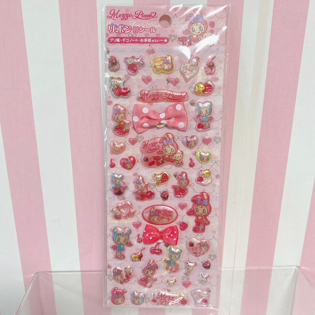 Mezzo Piano Stationery 4 Set Sticker Ribbon Heart Popo Mimi Kawaii Character