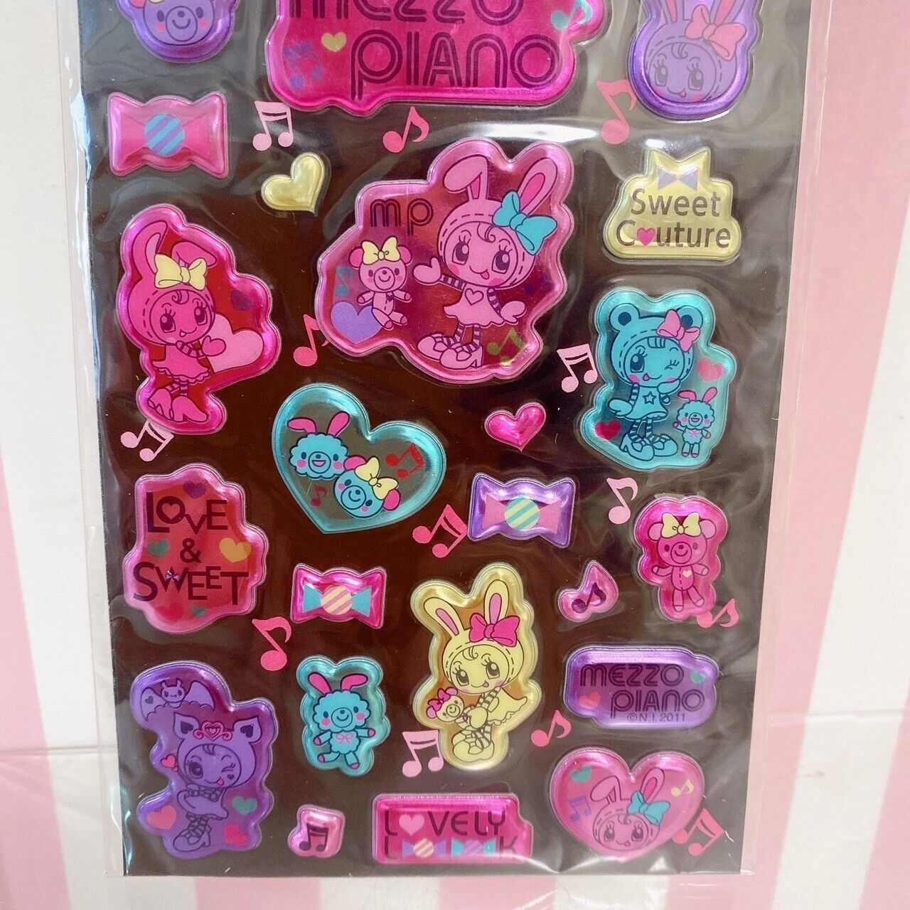 Mezzo Piano Stationery 4 Set Sticker Ribbon Heart Popo Mimi Kawaii Character