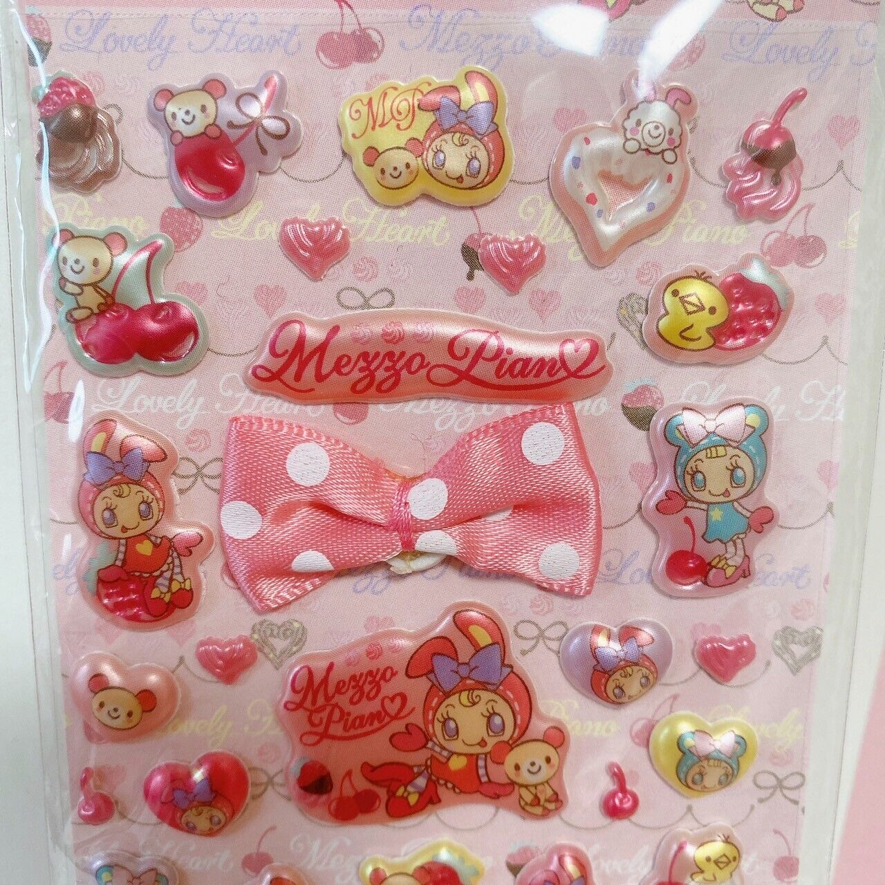 Mezzo Piano Stationery 4 Set Sticker Ribbon Heart Popo Mimi Kawaii Character