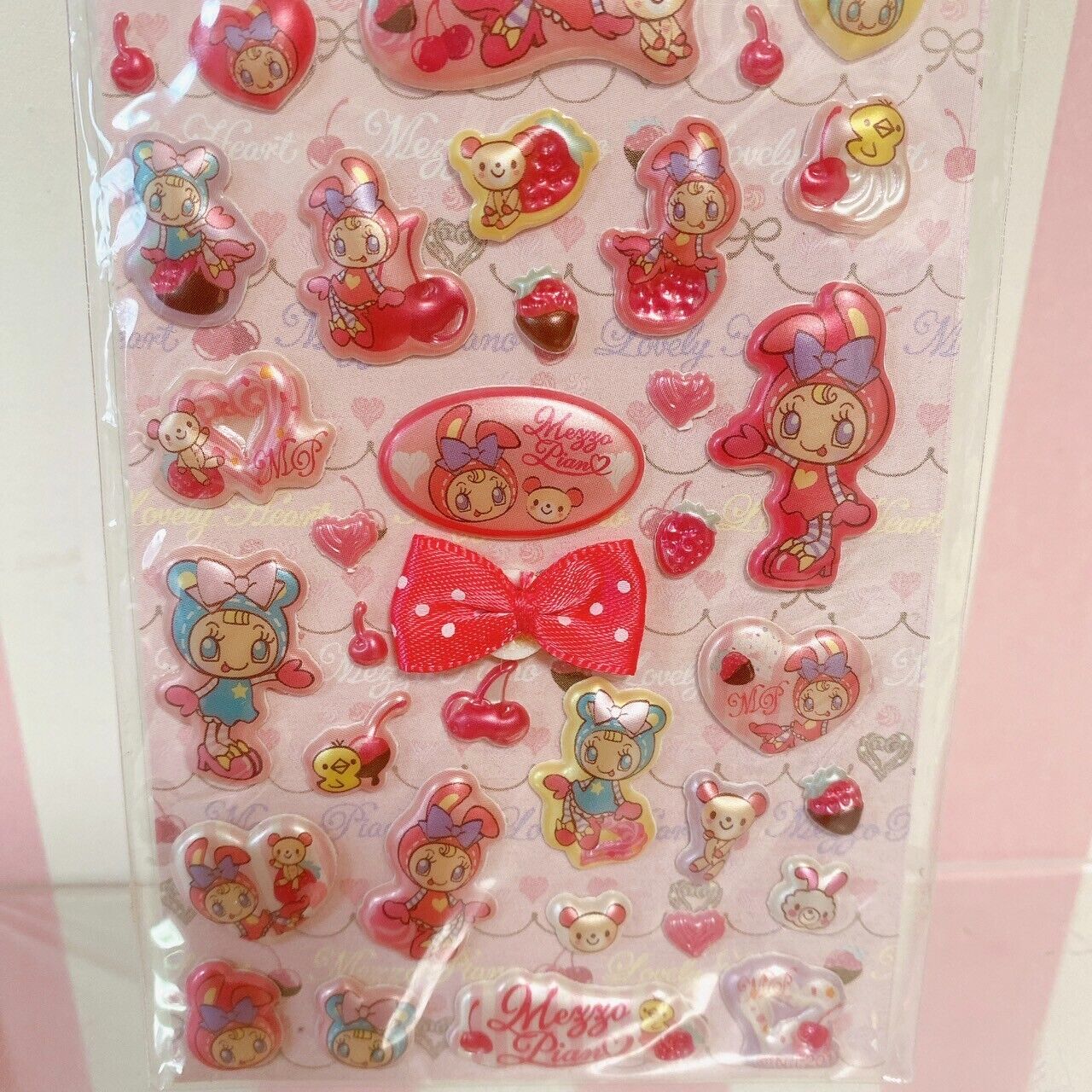 Mezzo Piano Stationery 4 Set Sticker Ribbon Heart Popo Mimi Kawaii Character