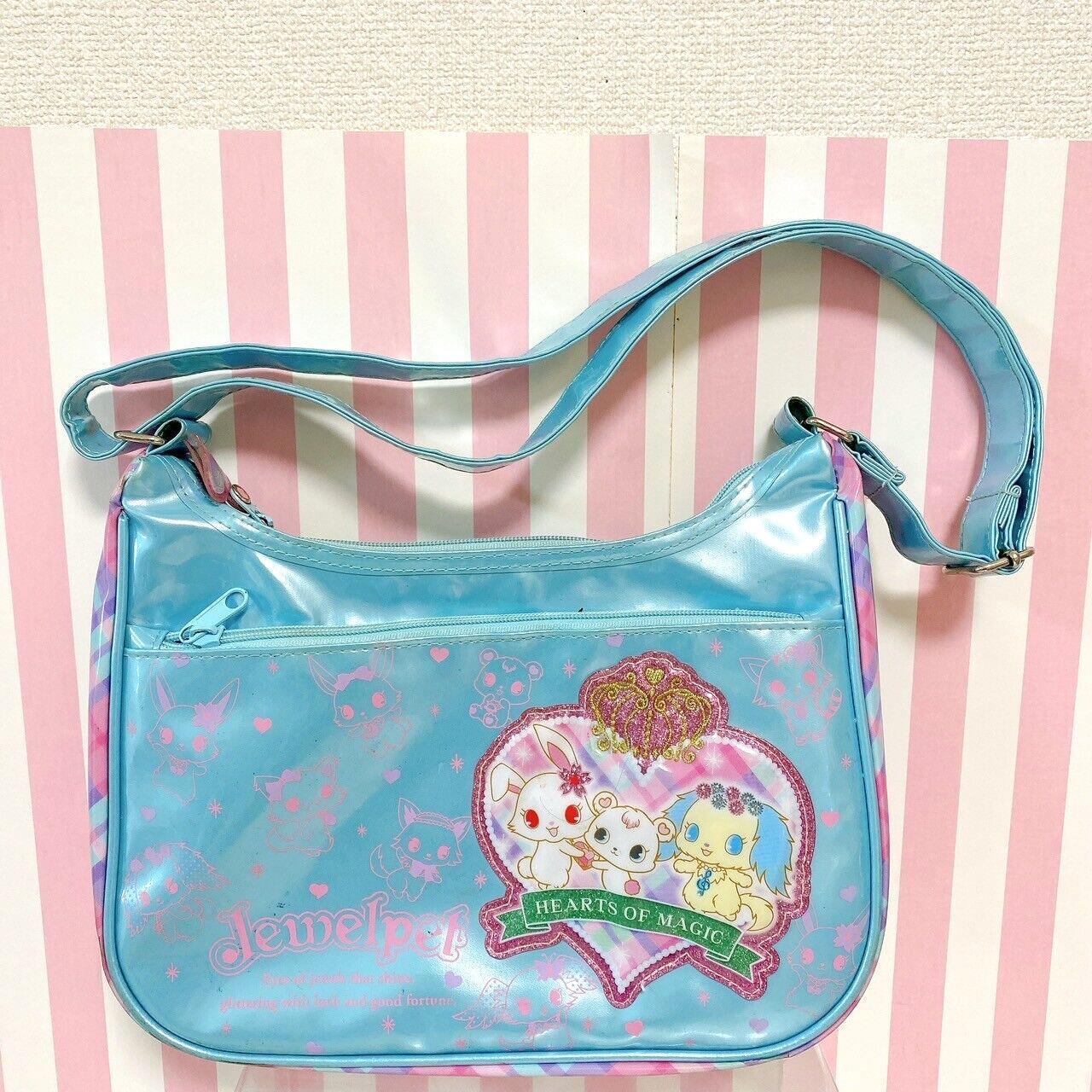 Sanrio Jewelpet Shoulder Bag Light Blue Rabbit Dog Plaid Animals Heart Kawaii