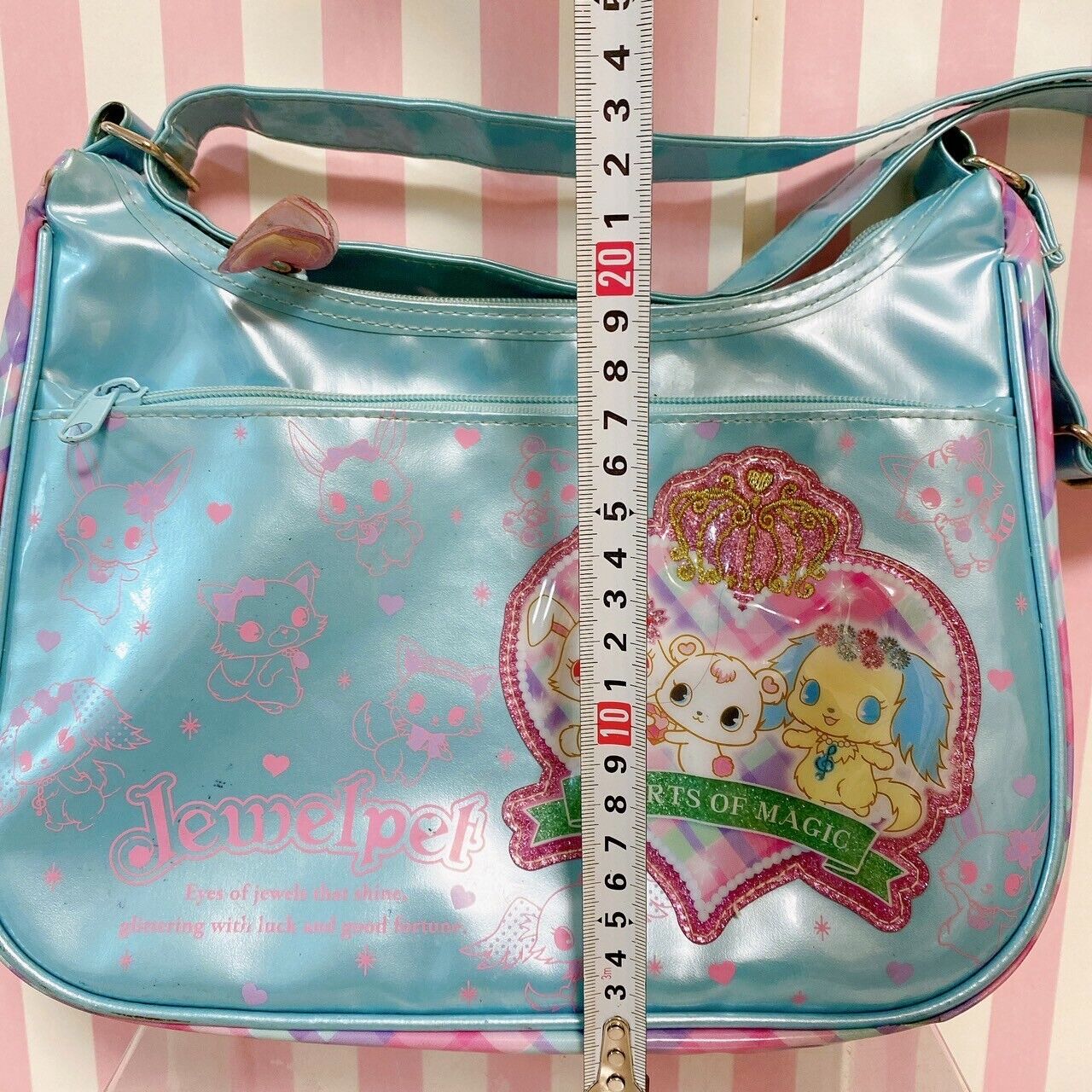 Sanrio Jewelpet Shoulder Bag Light Blue Rabbit Dog Plaid Animals Heart Kawaii