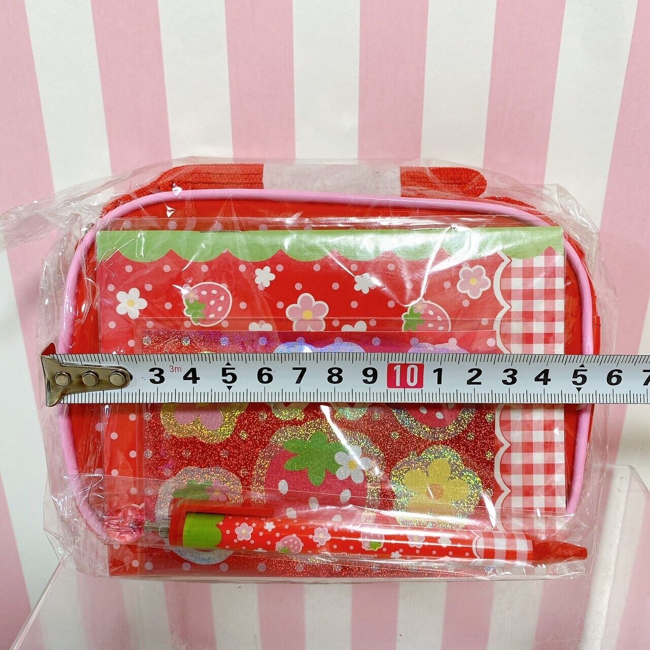 Mother Garden Pouch Stationery Set Pen Sticker Strawberry Ribbon Red Flower Rare