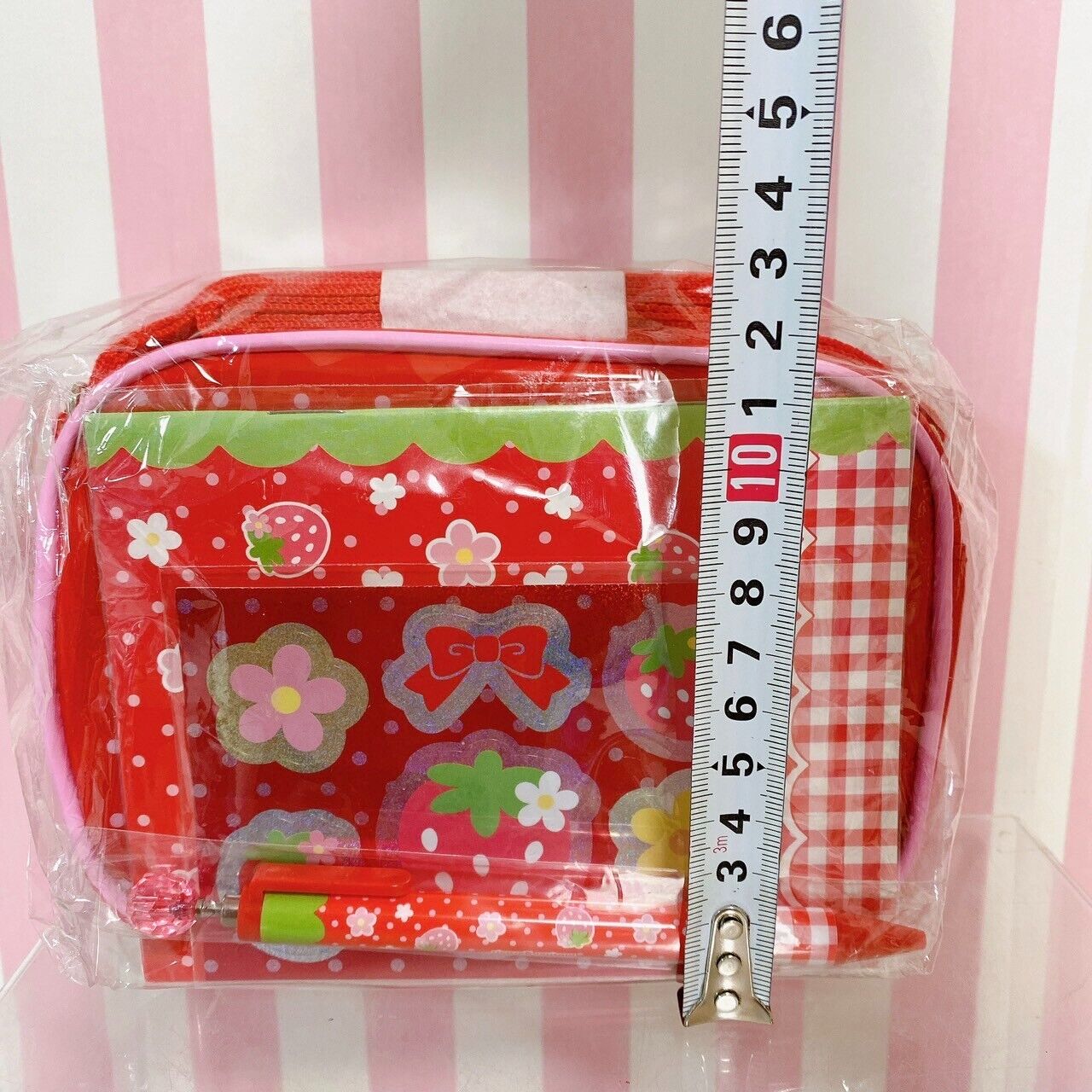 Mother Garden Pouch Stationery Set Pen Sticker Strawberry Ribbon Red Flower Rare