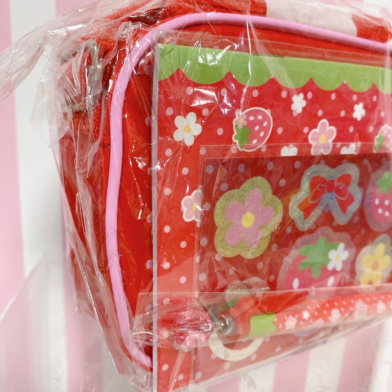 Mother Garden Pouch Stationery Set Pen Sticker Strawberry Ribbon Red Flower Rare