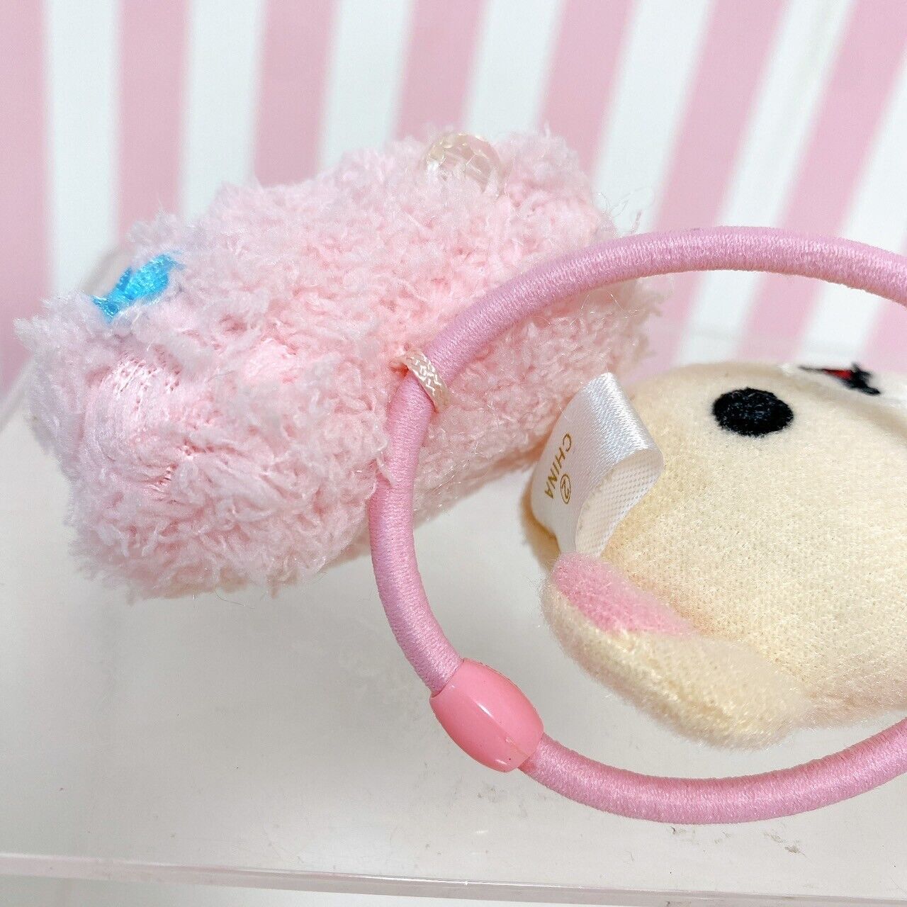 San-X Rilakkuma Korilakkuma Hair Tie Accessory White Bear Blue Pink Set 2 Fluffy