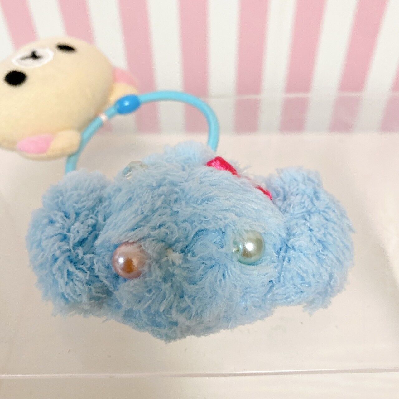 San-X Rilakkuma Korilakkuma Hair Tie Accessory White Bear Blue Pink Set 2 Fluffy