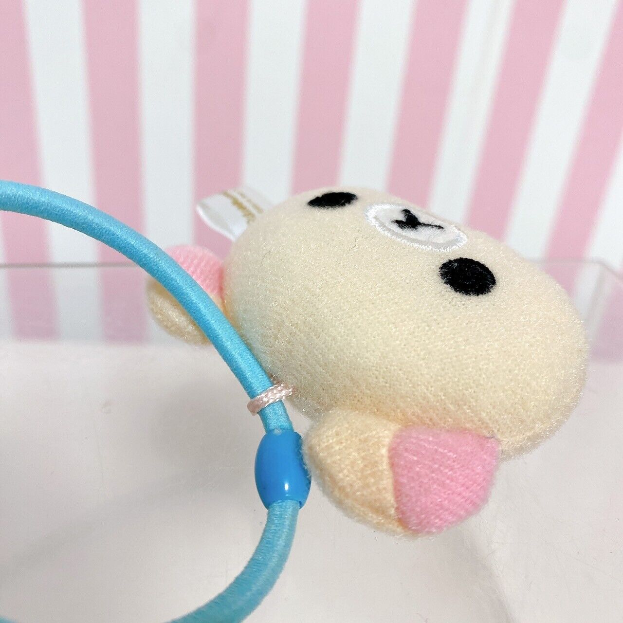 San-X Rilakkuma Korilakkuma Hair Tie Accessory White Bear Blue Pink Set 2 Fluffy