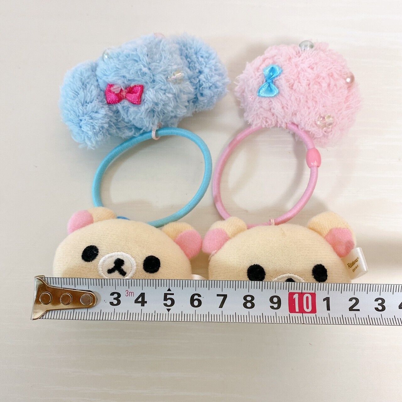 San-X Rilakkuma Korilakkuma Hair Tie Accessory White Bear Blue Pink Set 2 Fluffy