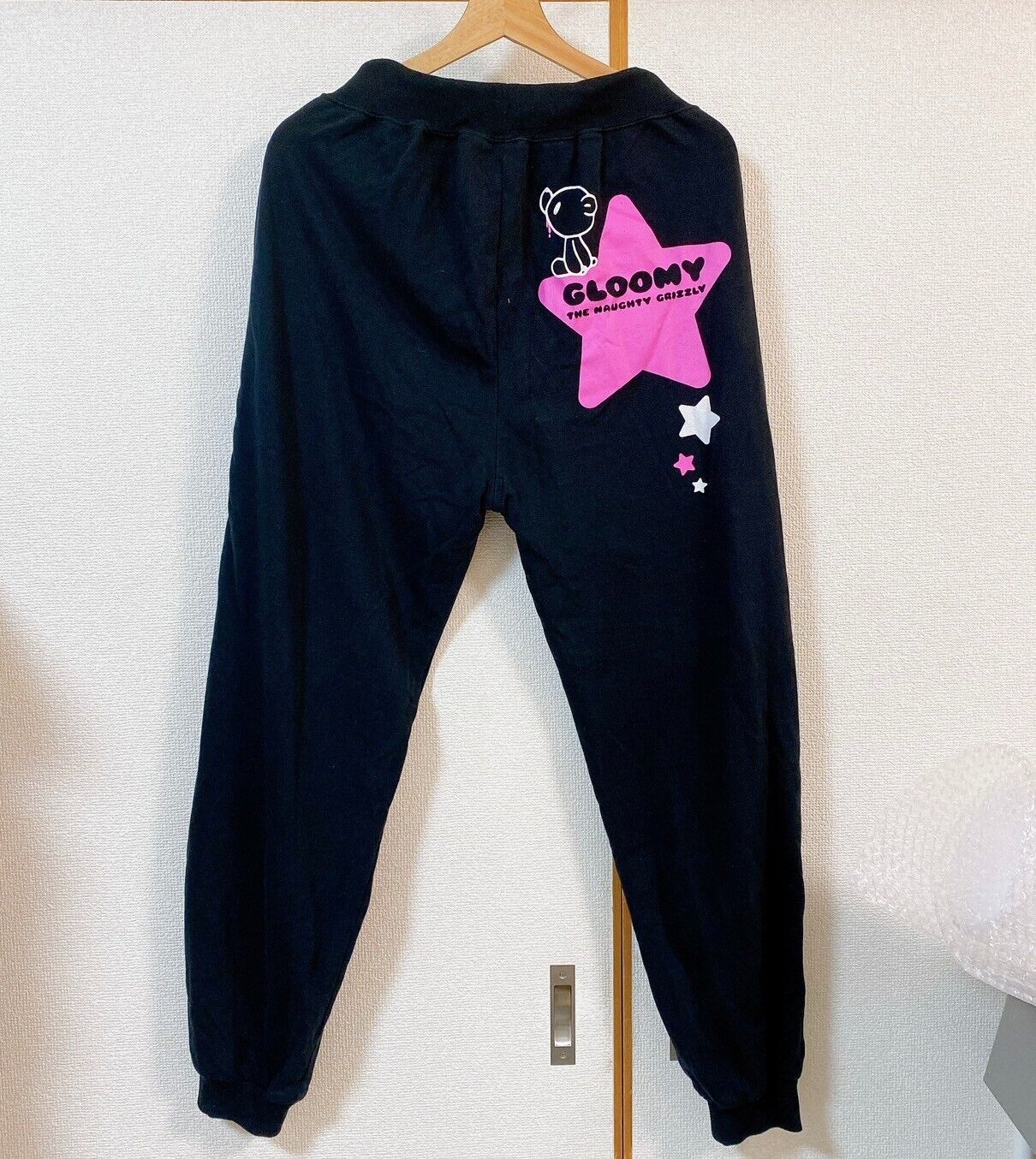 TaiTo Gloomy Bear Bloody Sweat Pants L Bottoms Black Pink Star Logo Kawaii Rare