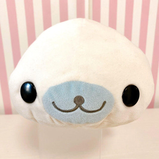 San-X Mamegoma Shirogoma Beads Plush Soft Stuffed Toy Doll White Fluffy Seal