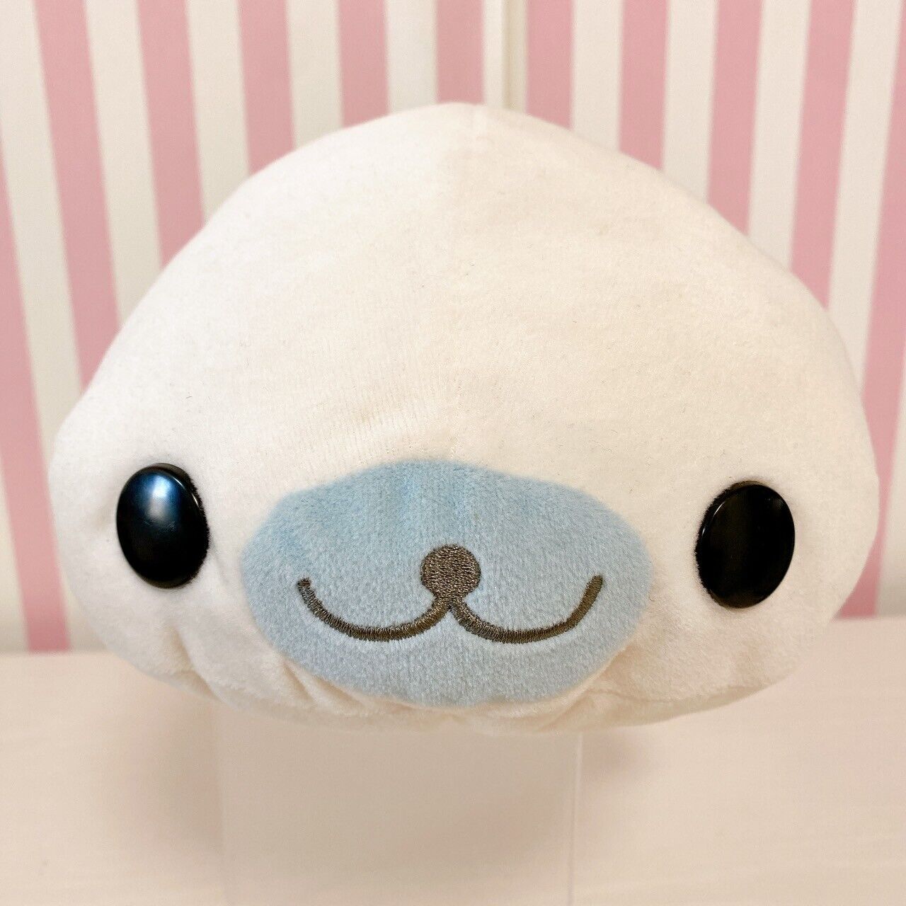 San-X Mamegoma Shirogoma Beads Plush Soft Stuffed Toy Doll White Fluffy Seal