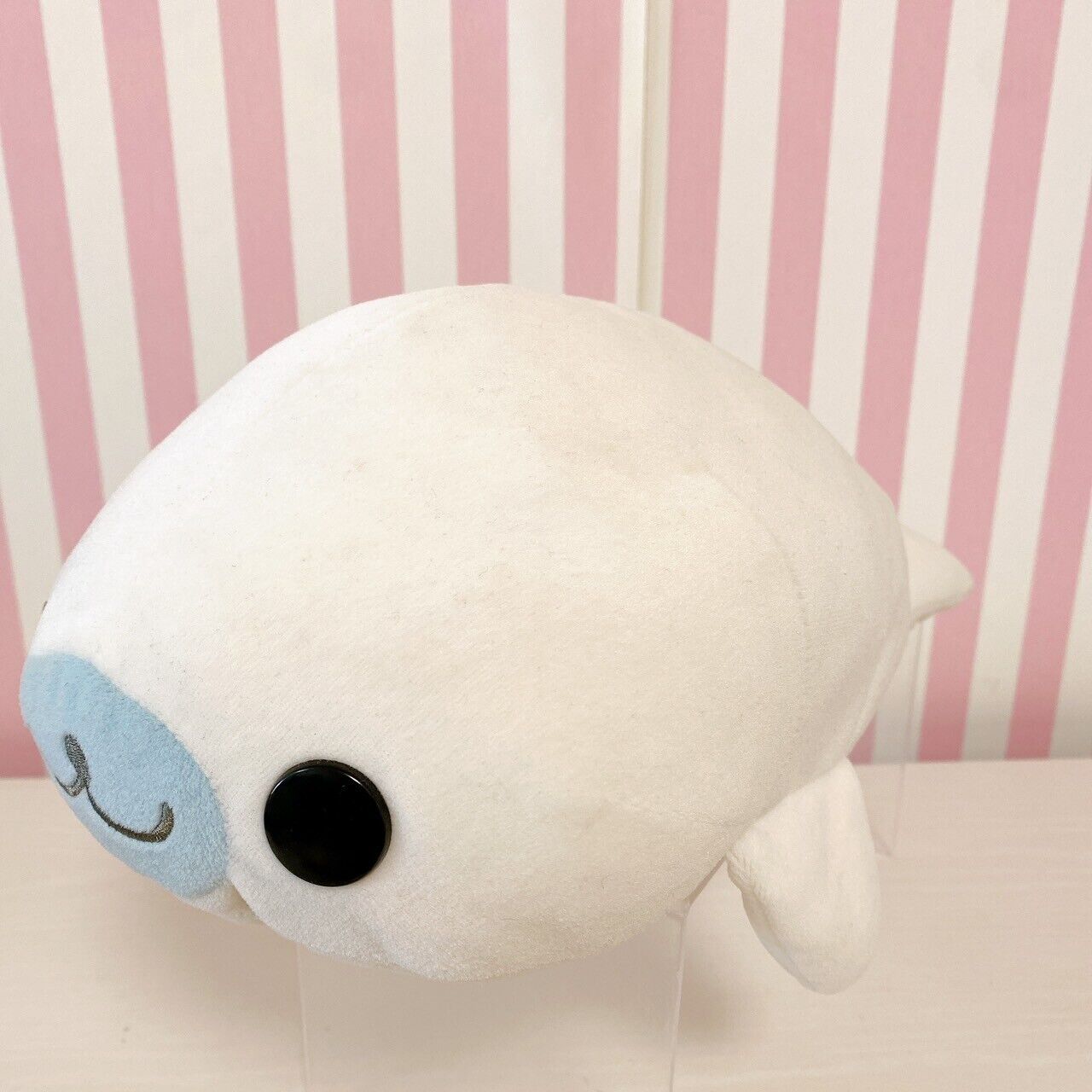 San-X Mamegoma Shirogoma Beads Plush Soft Stuffed Toy Doll White Fluffy Seal