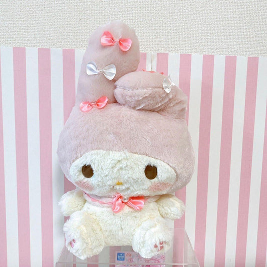 Sanrio My Melody Plush Soft Stuffed Toy Pink Ribbon Rabbit Milky White Fluffy