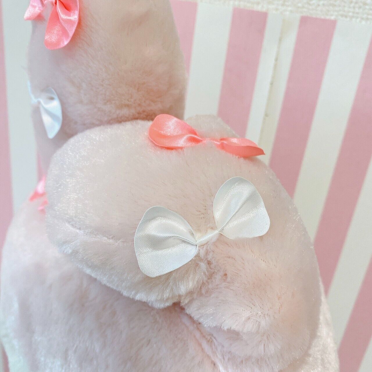 Sanrio My Melody Plush Soft Stuffed Toy Pink Ribbon Rabbit Milky White Fluffy