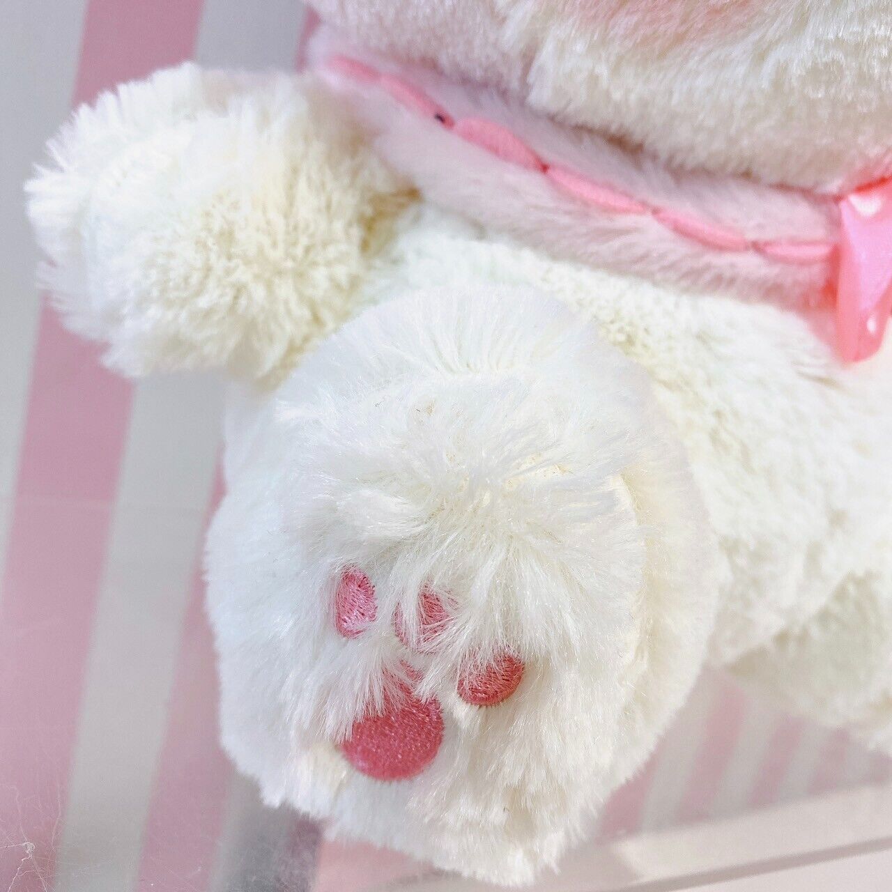 Sanrio My Melody Plush Soft Stuffed Toy Pink Ribbon Rabbit Milky White Fluffy