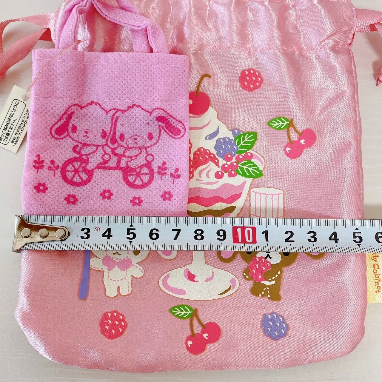 Sanrio Sugar Bunnies Drawstring Bag Goods Set Pink Shirousa Kurousa Parfait Rare